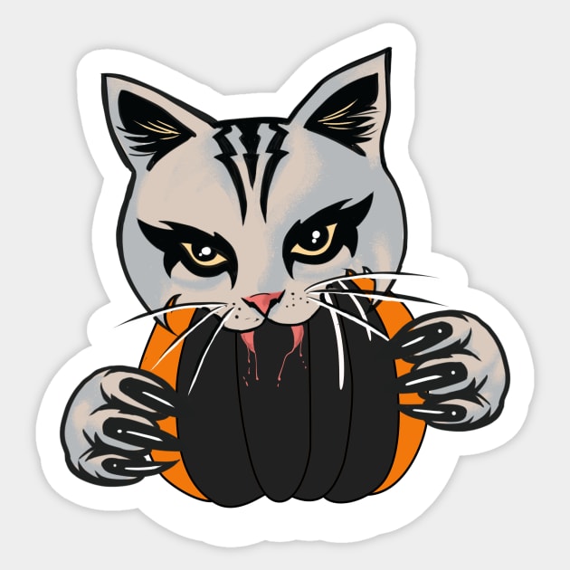 huge scary cat and cute Sticker by stylechoc